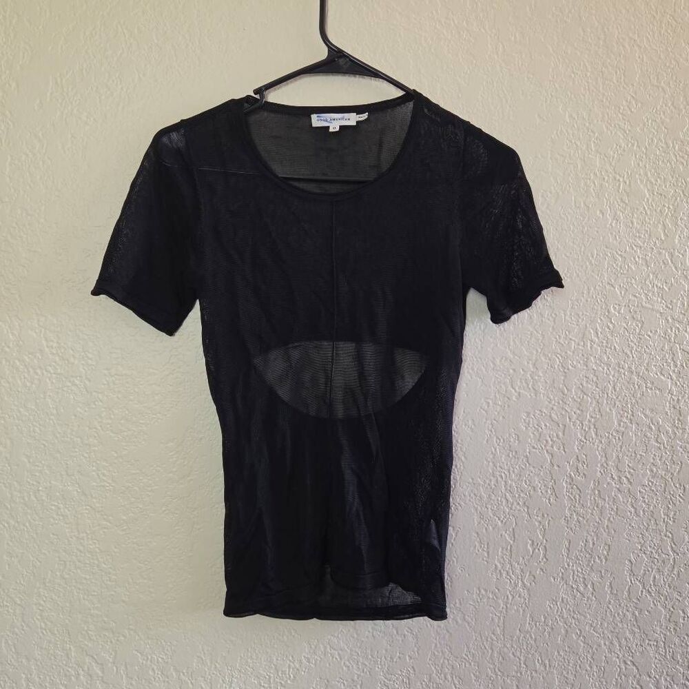 Good American Mesh Top with Peekaboo Back